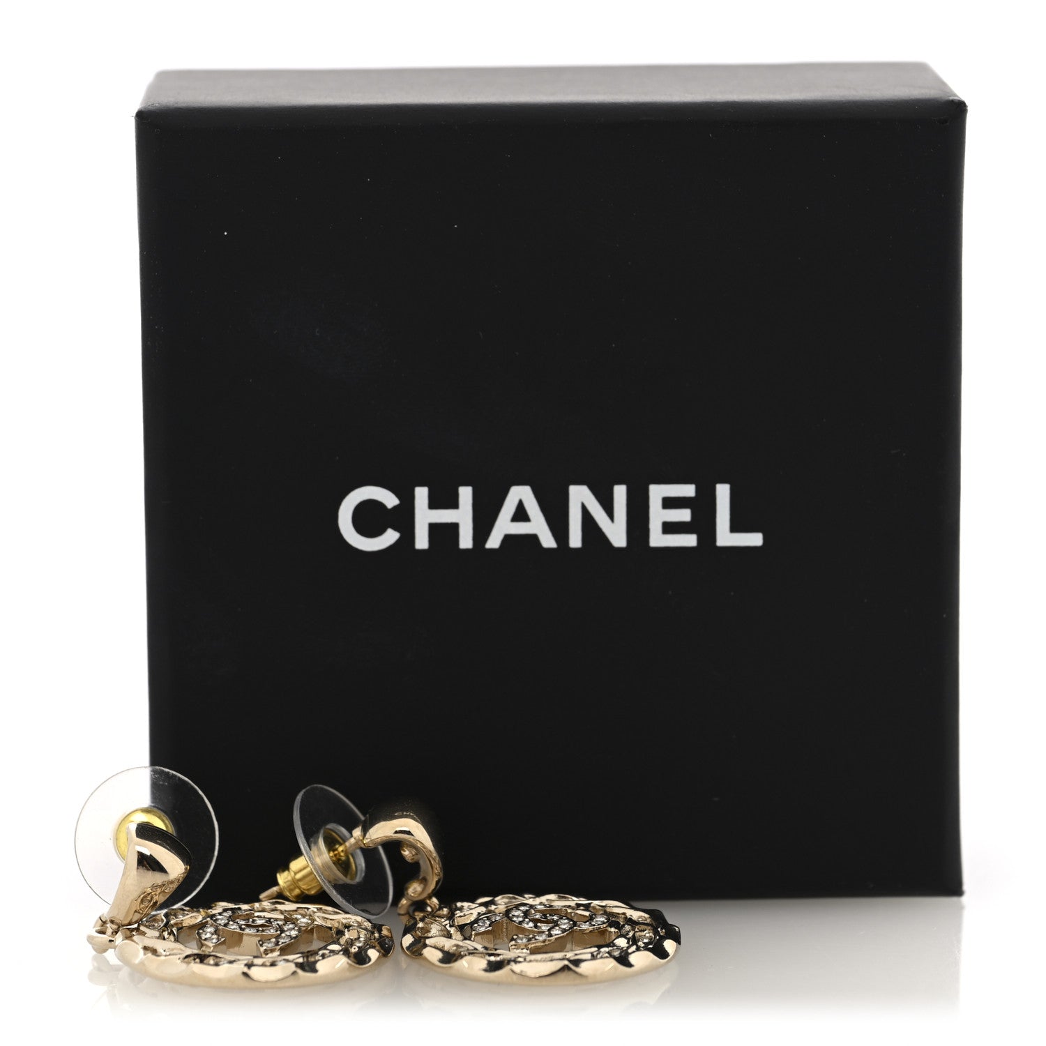 シャネル クリスタルCCラウンドドロップピアス ゴールド(代金引換)